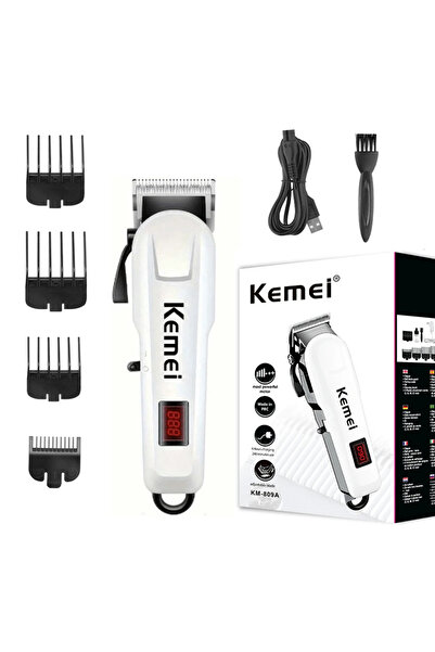 Kemei ماكينة قص الشعر الكهربائية القابلة لإعادة الشحن عبر USB KM-809A مع شاشة LCD