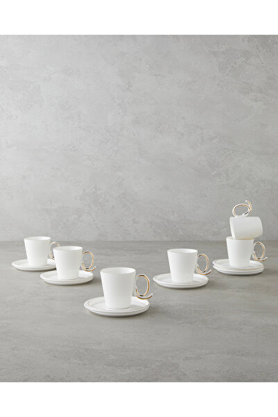 English Home Ivory Porselen 12 Parça 6 Kişilik Kahve Fincan Takımı 85 ml Beyaz-Gold