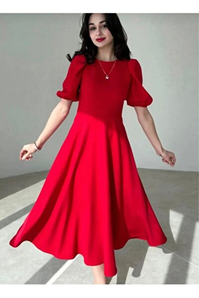 Narla Elegant midi dress with watermelon sleeves
