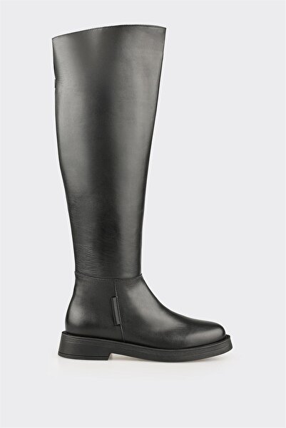 Elle Shoes Siyah Deri Kadın Çizme