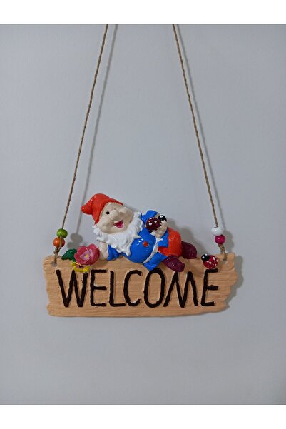 escoines koleksiyon Escoines Dekoratif Welcome Yazılı Cüce Motifli Kapı Bahçe...