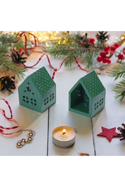 gözayn Yılbaşı Ev Dekoratif Mumluk 2li Set I Döküm Seramik Tozu