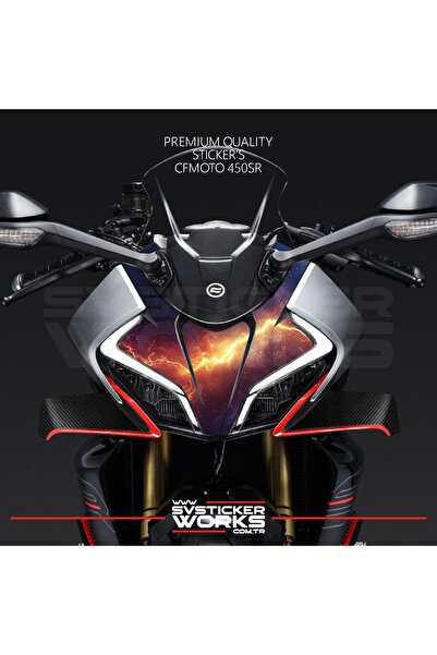 ARONA ملصق CFMOTO 450SR للغطاء الأمامي للرأس، طقم جاهز بنمط البرق الأحمر