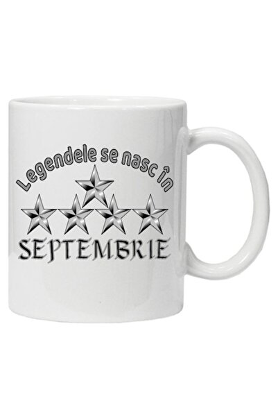 CRD PRINT Cană cu imprimeu cu textul „legendele se nasc în septembrie”, albă,...