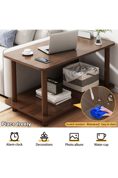 Sinyin Coffee Table,2 Tier Wooden End Table,Sofa Table with Open Storage Space,Furniture Table
