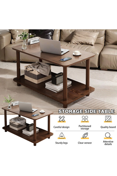 Sinyin Coffee Table,2 Tier Wooden End Table,Sofa Table with Open Storage Space,Furniture Table