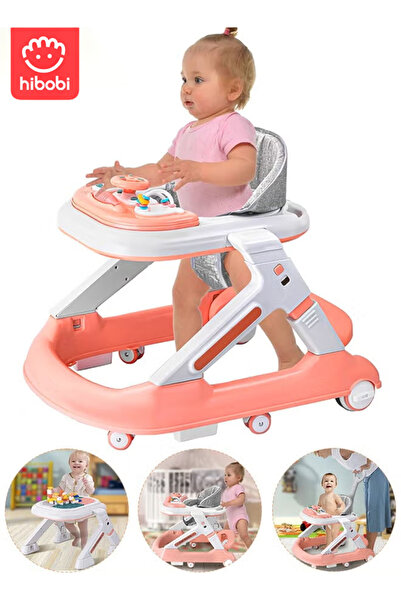 Aurlar مشاية أطفال 5 في 1 مع صينية موسيقى وطاولة مكعبات، ارتفاع قابل للتعديل،...