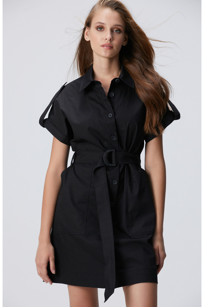 Network Siyah Diz Boy Elbise