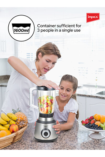 İMPEX BL3508 2in1 Blender 600W Copper Motor 1.6L Unbreakable Jar Ice-Crush Blade 2Y Warranty