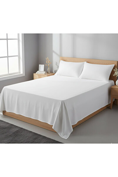 Alpateks Home طقم ملاءات سرير قطنية بيضاء كبيرة الحجم 280×280 سم (بدون مطاط)