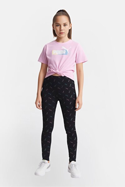 Puma Kids Girl 2 Pcs Short Sleeve Outdoor Top And Leggings Set, Multicolor