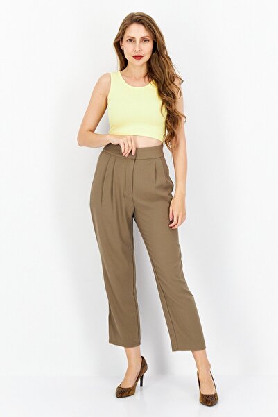 NA-KD Women Plain Straight Leg Pants, Tan