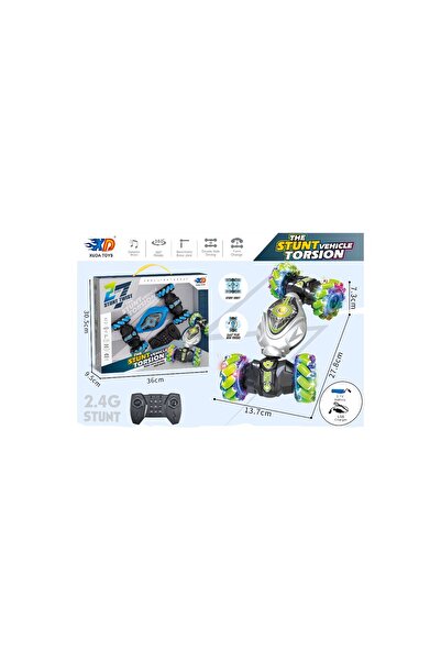 Toysea 4WD Twist Stunt RC Car with Light-Up Wheels, 2.4GHz Transforming Vehicle with 360° Spin Control