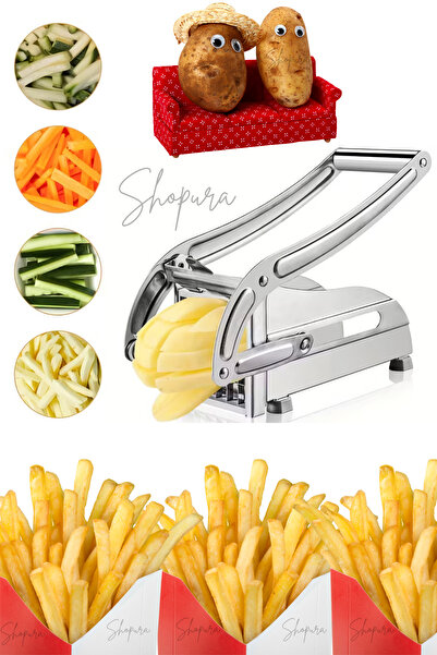 Shopura PREMİUM El Tipi Patates Dilimleyici Sebze Doğrayıcı Soyacak
