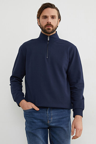 Fulla Moda Ribbed Half-Zip Sweatshirt