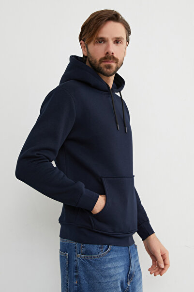 Fulla Moda Basic Kangaroo Pocket Hooded Sweatshirt