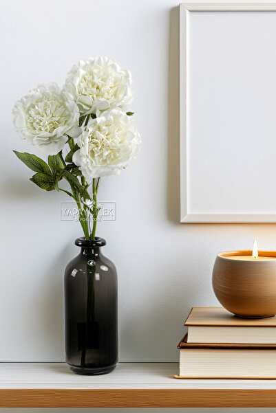 Yapay Çiçek Deposu Yapay Islak Açmış Premium Şakayık Dalı 58 cm Beyaz