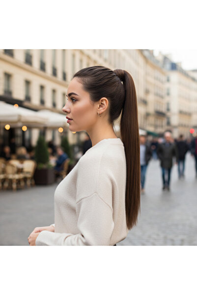 Seçkin Trend ذيل حصان سحري من الألياف الاصطناعية / بني محمر