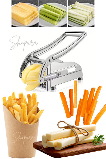 Shopura PREMİUM Pratik El Tipi Patates Dilimleyici - Çelik Patates Kızartması...