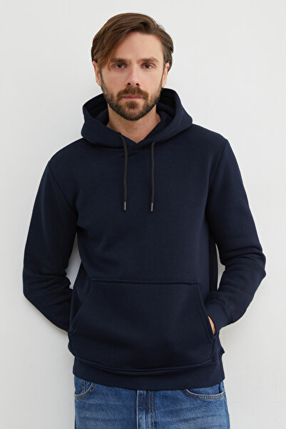 Fulla Moda Basic Kangaroo Pocket Hooded Sweatshirt