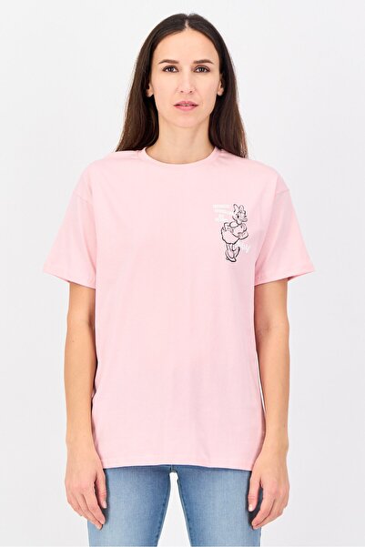 Disney Women Crew Neck Short Sleeve Mickey And Friends T-shirt, Pink