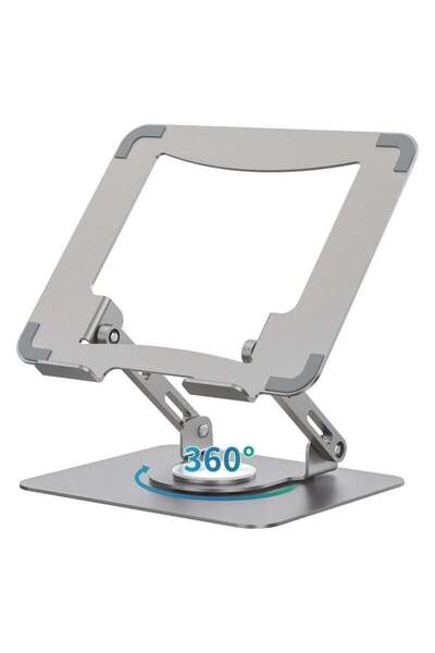 fulina Laptop Stand with 360° Rotating Base, Ergonomic Computer Riser for Desk, Adjustable Height , Grey