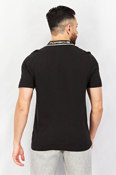 Puma Men Sportswear Fit Printed Short Sleeve Polo Shirt, Black