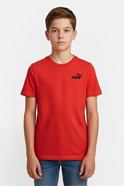 Puma Kids Boy Sportswear Fit Short Sleeve Outdoor T-Shirt, Red