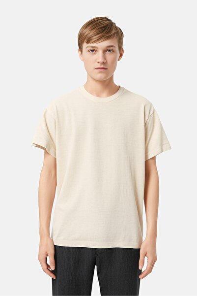 BLANK ESSENTIALS Kids Boy Short Sleeve Brand Logo T-shirt, Beige