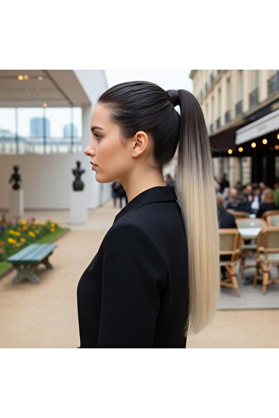 Afrodit Giyim ذيل حصان سحري من الألياف الاصطناعية / بني داكن / أومبير أصفر ذهبي