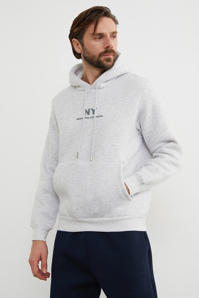Fulla Moda 3 Yarn Ny Printed Hooded Sweatshirt