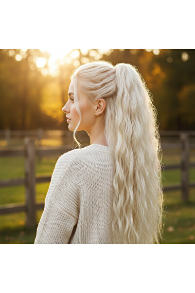 Afrodit Giyim ذيل حصان مموج منفوش بإبزيم / بلاتينيوم