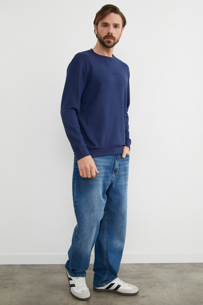 Fulla Moda Φούτερ από ύφασμα Basic Crew Neck Modal