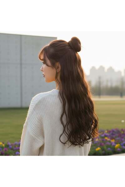 Ethab Ticaret فايبر سين دالغواي واي ميد مون هاف مون + 2 سايد كليك / بني فاتح