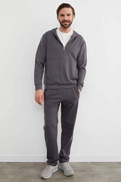 Fulla Moda Half Zipper Hooded Modal Sweatshirt