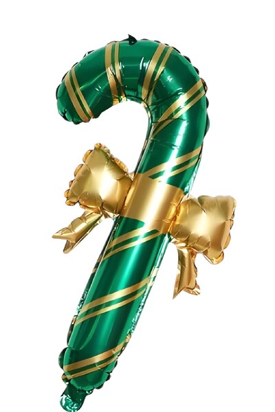 BKMC PARTY Коледна украса с балон от фолио с панделка и бастун 65-37 см