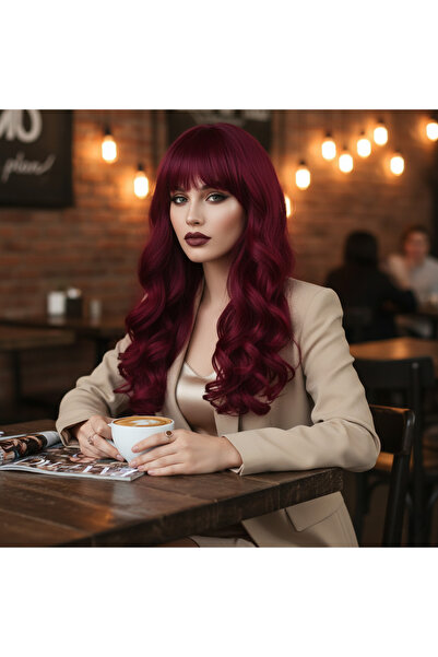 Ethab Ticaret Wavy Perched Long Fiber Sen Wig / Red