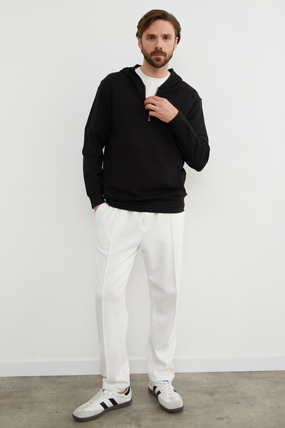 Fulla Moda Half Zipper Hooded Modal Sweatshirt