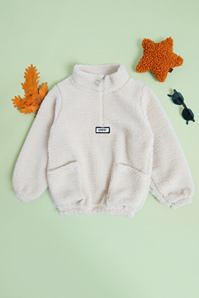 Fulla Moda Unisex Children's Plush Sweatshirt with Half Zipper Pocket