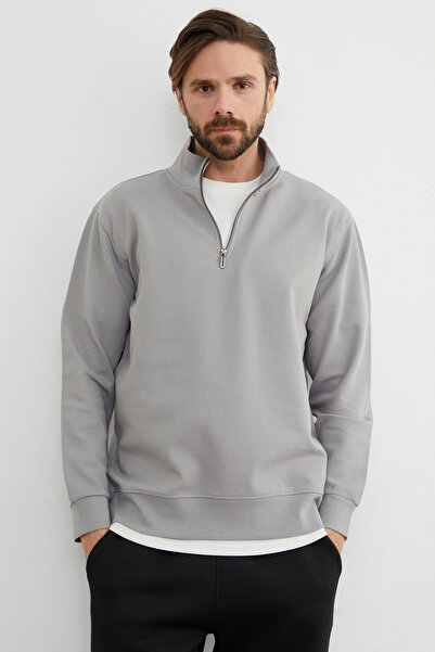 Fulla Moda Ribbed Half-Zip Sweatshirt