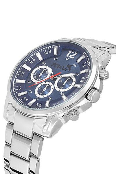 Polo Air ساعة يد رياضية للرجال باللون الفضي والأزرق الداكن PL-7033E2x