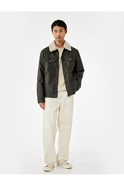 Koton Дълъг ръкав, качулка, джобове, тясна кройка, изкуствена кожа, изкуствена кожа