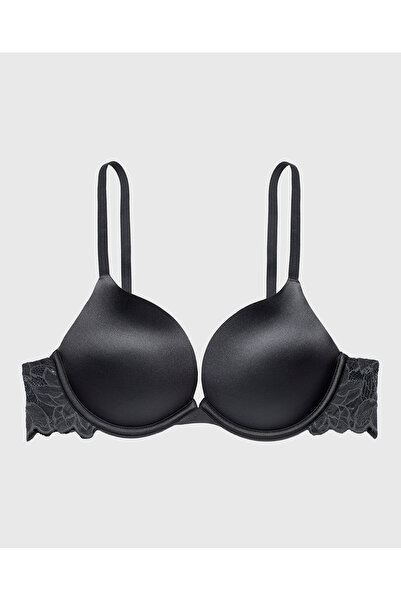 La senza حمالة صدر صغيرة الحجم مع جناح من الدانتيل من ريفيري باللون الأبنوسي