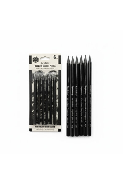 Grafito Kömür Kalemi 6’lı Set - Çizim Kalemi - Füzen Kara Kalem Seti 2H-HB-2B...