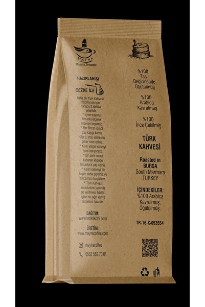Mayna Coffee Premium Türk Kahvesi 500 G / Taş Değirmende Öğütülmüş