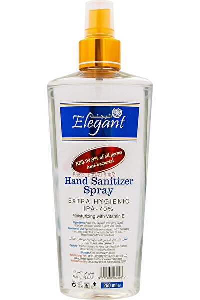 AFS Elegant Elegant Hand Sanitizer Liquid Spray – 250ml – 70% IPA – Extra Hygienic – Moisturizers & Vitamin E