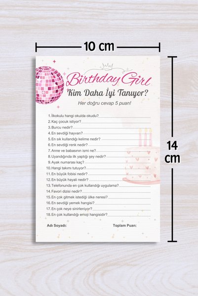Metranya Doğum Günü Partisi - Kim Daha İyi Tanıyor Oyun Kartı 15 Adet Happy Birthday Kutlama Sevgiliye Hediye