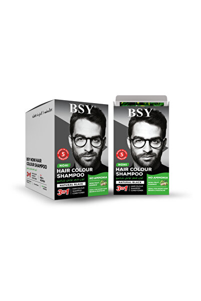 BSY Noni Hair Colour Shampoo Natural Black -12x12ml