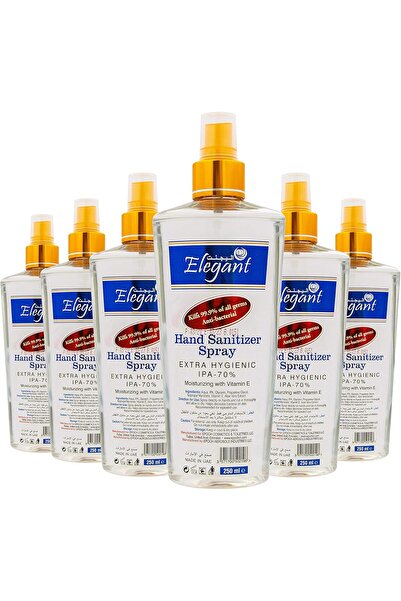 AFS Elegant Elegant Hand Sanitizer Spray 250ML Pack of 6 - 70% IPA -