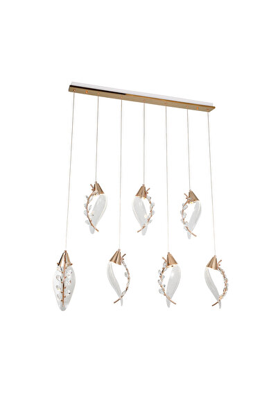 Apliqa Ardea 7'li Gold Sıralı Sarkıt Salon Led Avize